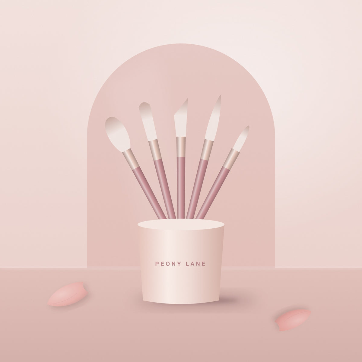 Dusty Rose Brush Set of 5 in a cup