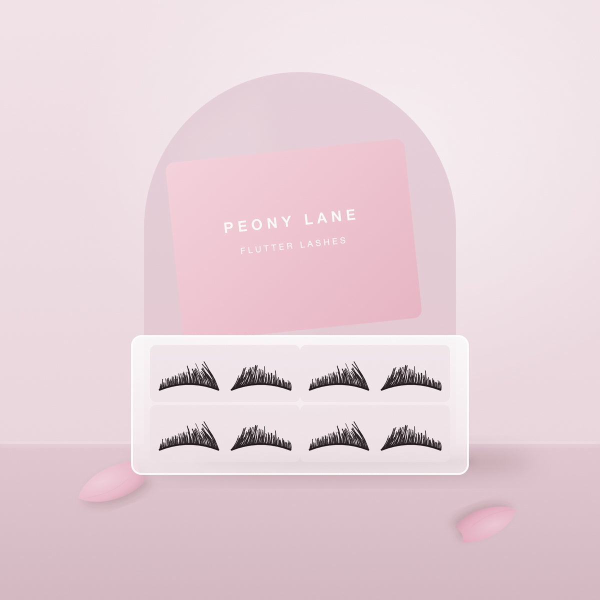 Flutter strip lashes in a clear tray
