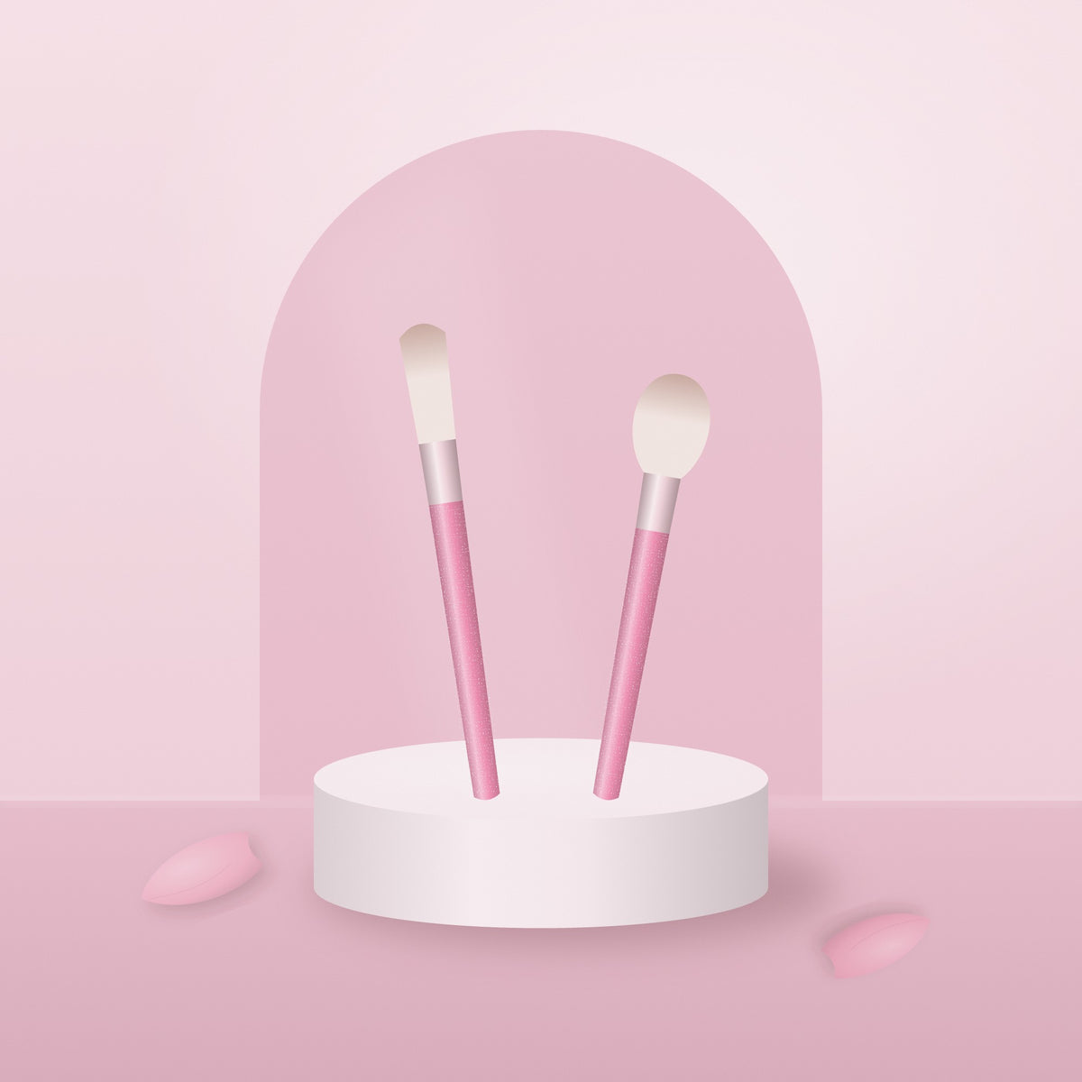 Pink Glitter Foundation Brush Duo