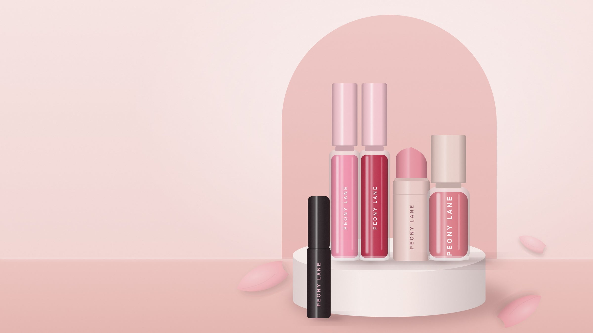 Peony Lane lip oils, blush and mascara